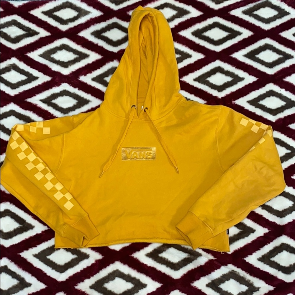 Checkered Yellow Vans Cropped Hoodie